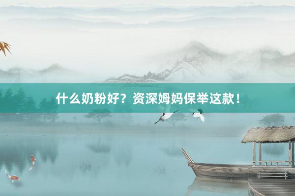 什么奶粉好？资深姆妈保举这款！